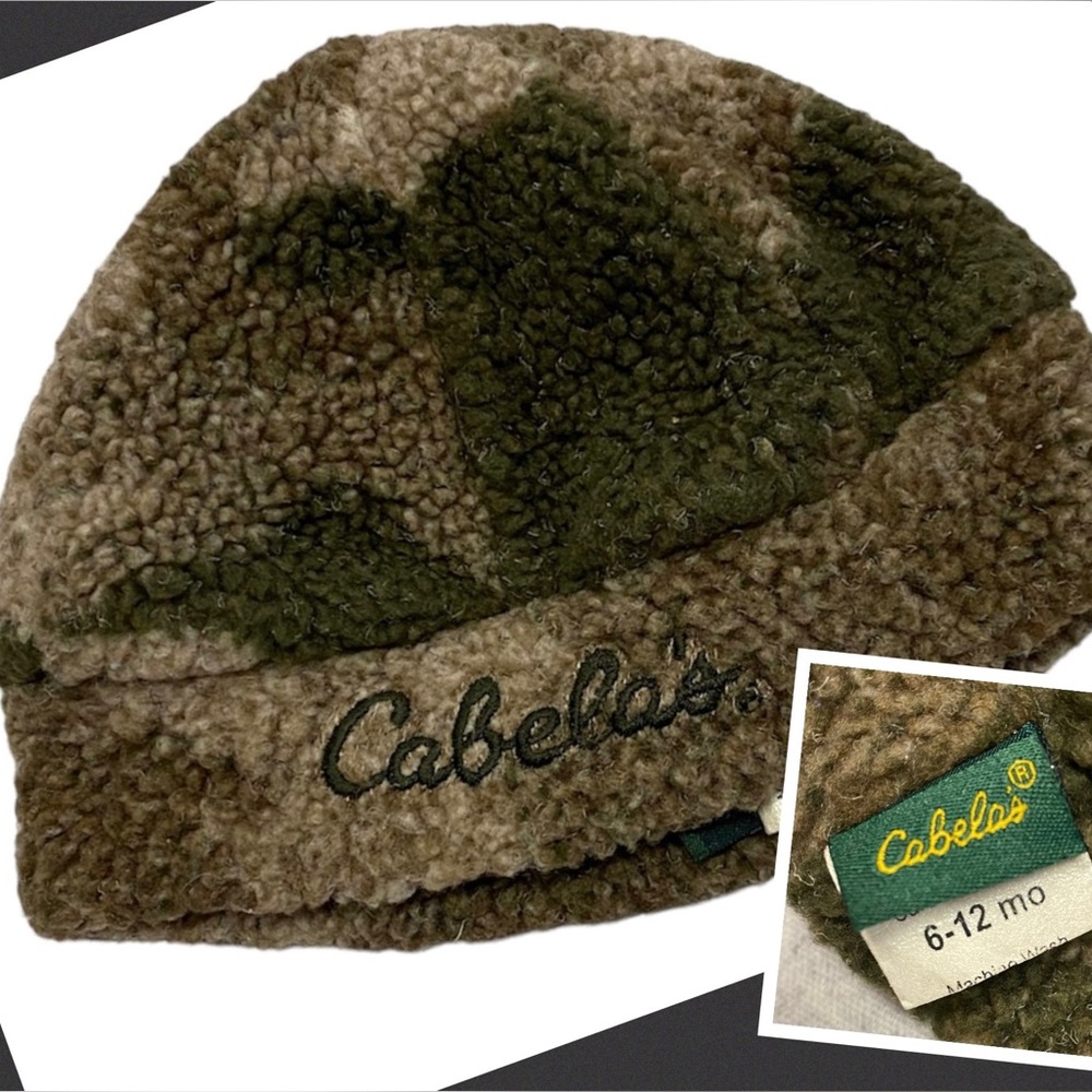 Cabelas Baby Hat 6-12 Months Camo Sherpa Fleece Winter Beanie Kidcore